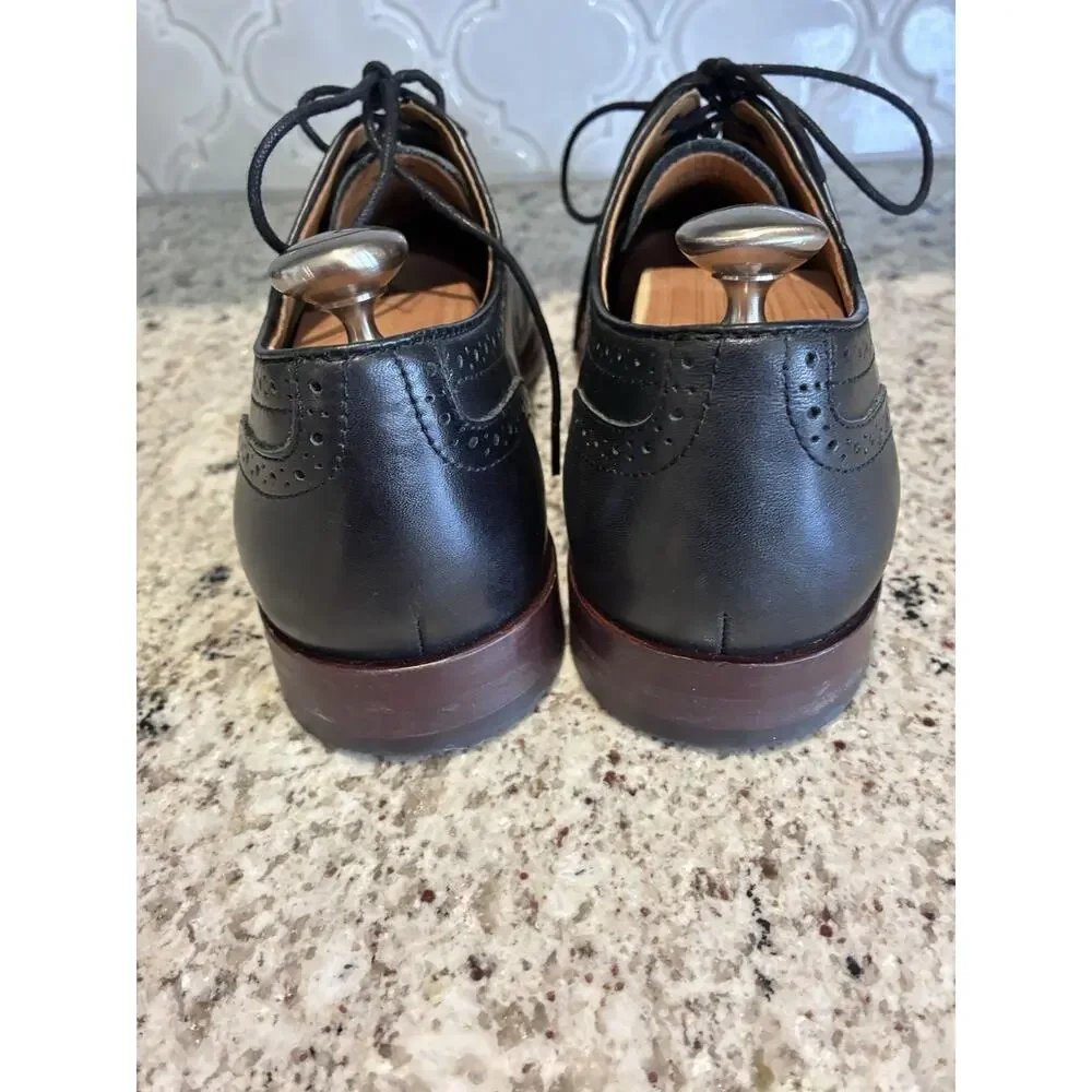 Johnston & Murphy Clayton Wingtip Men Leather Brogue Shoes Black Oxford 9W